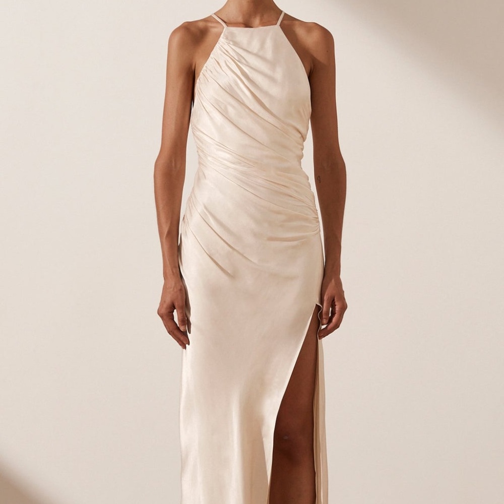 Shona Joy La Lune dress gathered square Neck Bias midi dress